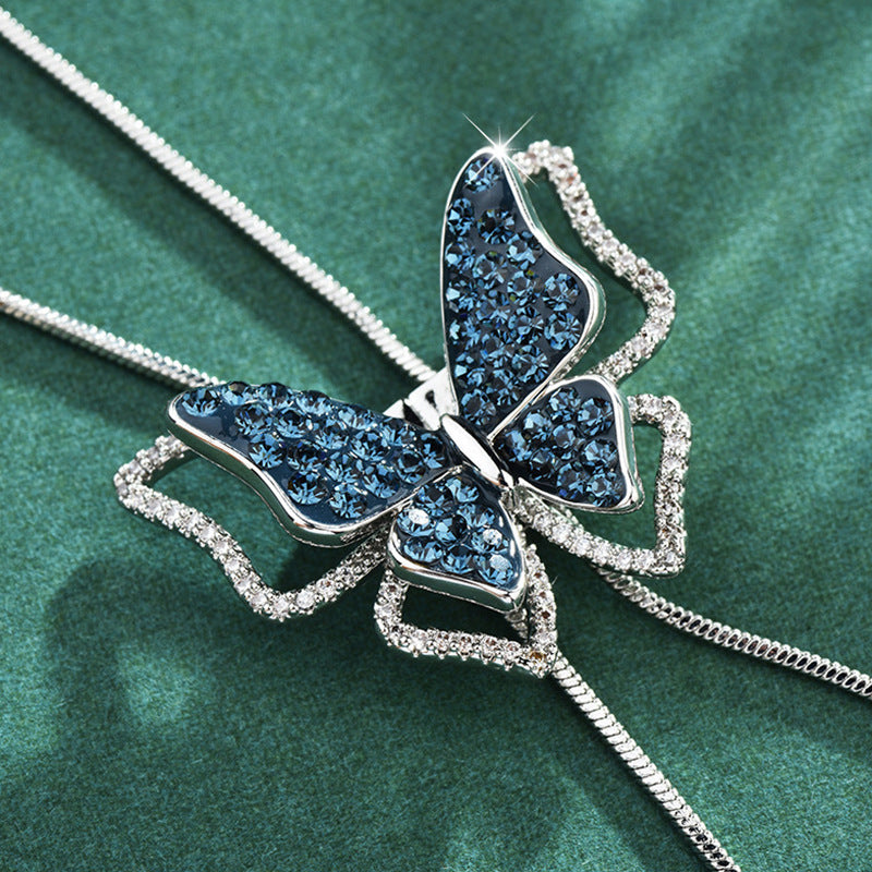 Butterfly Sweater Chain Women's Autumn And Winter High-end Long Simple Light Luxury Small Online Celebrity Decorative Necklace Accessories Pendant