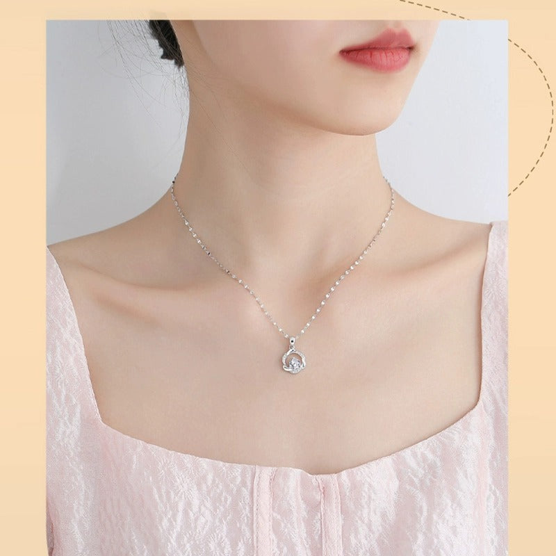 Mobius Ring Necklace S999 Foot Silver Light Luxury Niche Collarbone Chain Sterling Silver Necklace For Girlfriend Valentine's Day Gift