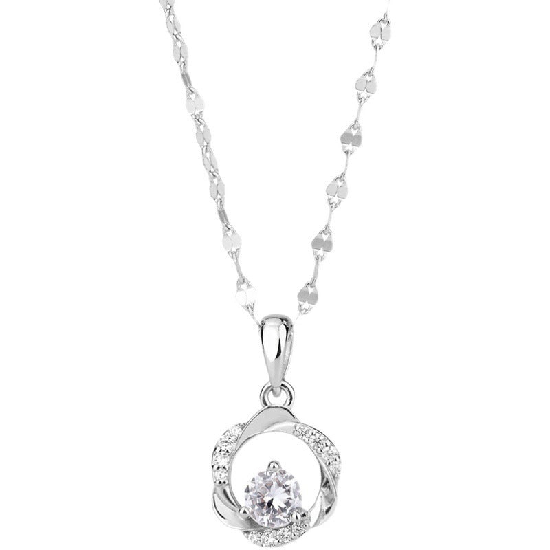 Mobius Ring Necklace S999 Foot Silver Light Luxury Niche Collarbone Chain Sterling Silver Necklace For Girlfriend Valentine's Day Gift