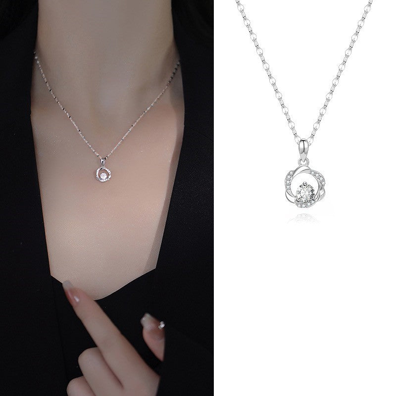 Mobius Ring Necklace S999 Foot Silver Light Luxury Niche Collarbone Chain Sterling Silver Necklace For Girlfriend Valentine's Day Gift
