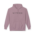 Minimalist VITROX Fleece Hoodie, Unisex Softstyle Sweatshirt, Cozy Fashion for All Seasons, Gift for Friends, Casual Wear