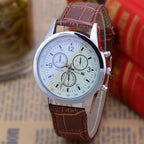 Blue Light Glass Three-eye Belt Men&#039;s Watches Men&#039;s Micro-explosion Gift Fashion Watches