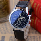 Blue Light Glass Three-eye Belt Men&#039;s Watches Men&#039;s Micro-explosion Gift Fashion Watches