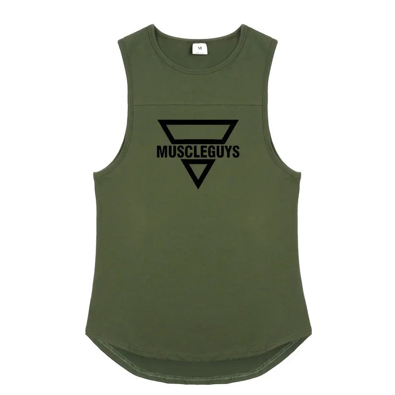 Brand Fashion Workout Gym Muscle Sleeveless Shirt Tank Top Men Casual O-neck Clothing Bodybuilding Sport Fitness Singlets Vest