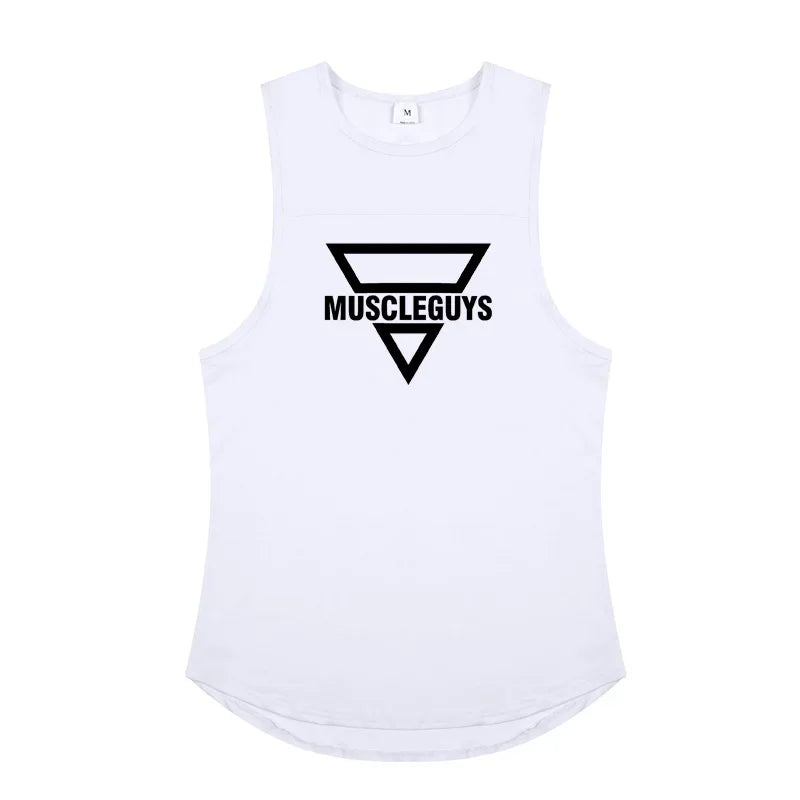 Brand Fashion Workout Gym Muscle Sleeveless Shirt Tank Top Men Casual O-neck Clothing Bodybuilding Sport Fitness Singlets Vest