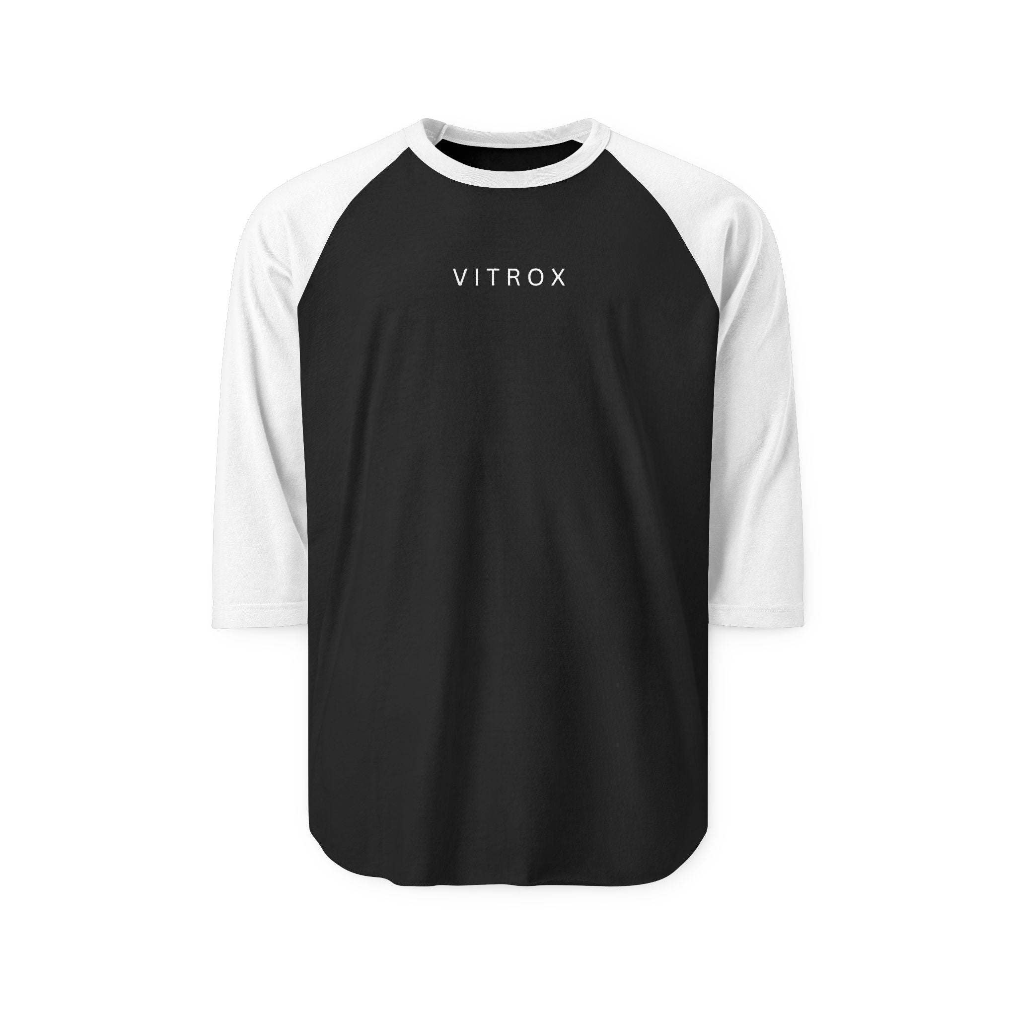 Vitrox Baseball Raglan Tee — Black & White 3/4 Sleeve