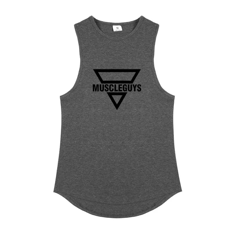 Brand Fashion Workout Gym Muscle Sleeveless Shirt Tank Top Men Casual O-neck Clothing Bodybuilding Sport Fitness Singlets Vest