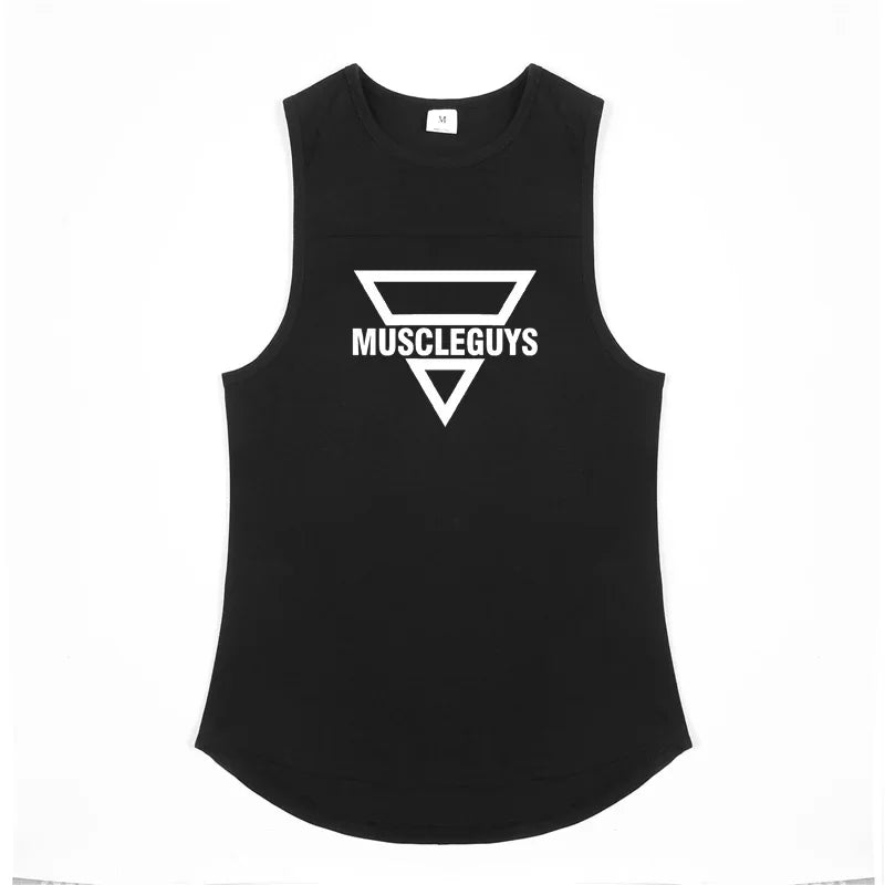 Brand Fashion Workout Gym Muscle Sleeveless Shirt Tank Top Men Casual O-neck Clothing Bodybuilding Sport Fitness Singlets Vest