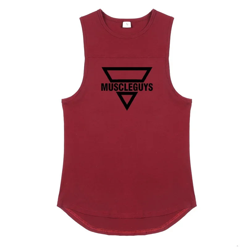 Brand Fashion Workout Gym Muscle Sleeveless Shirt Tank Top Men Casual O-neck Clothing Bodybuilding Sport Fitness Singlets Vest