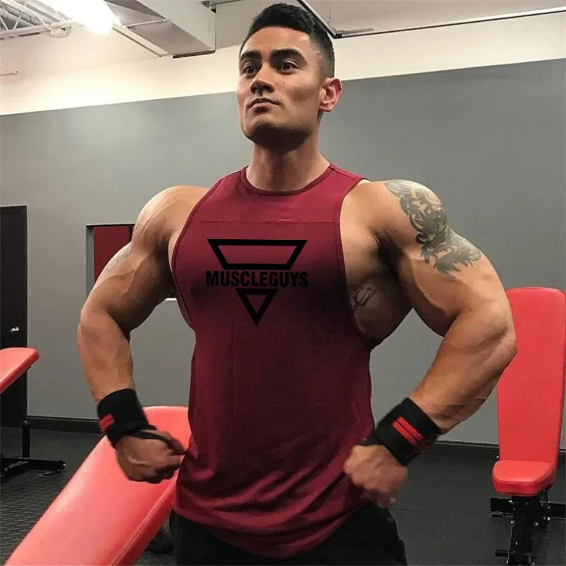 Brand Fashion Workout Gym Muscle Sleeveless Shirt Tank Top Men Casual O-neck Clothing Bodybuilding Sport Fitness Singlets Vest