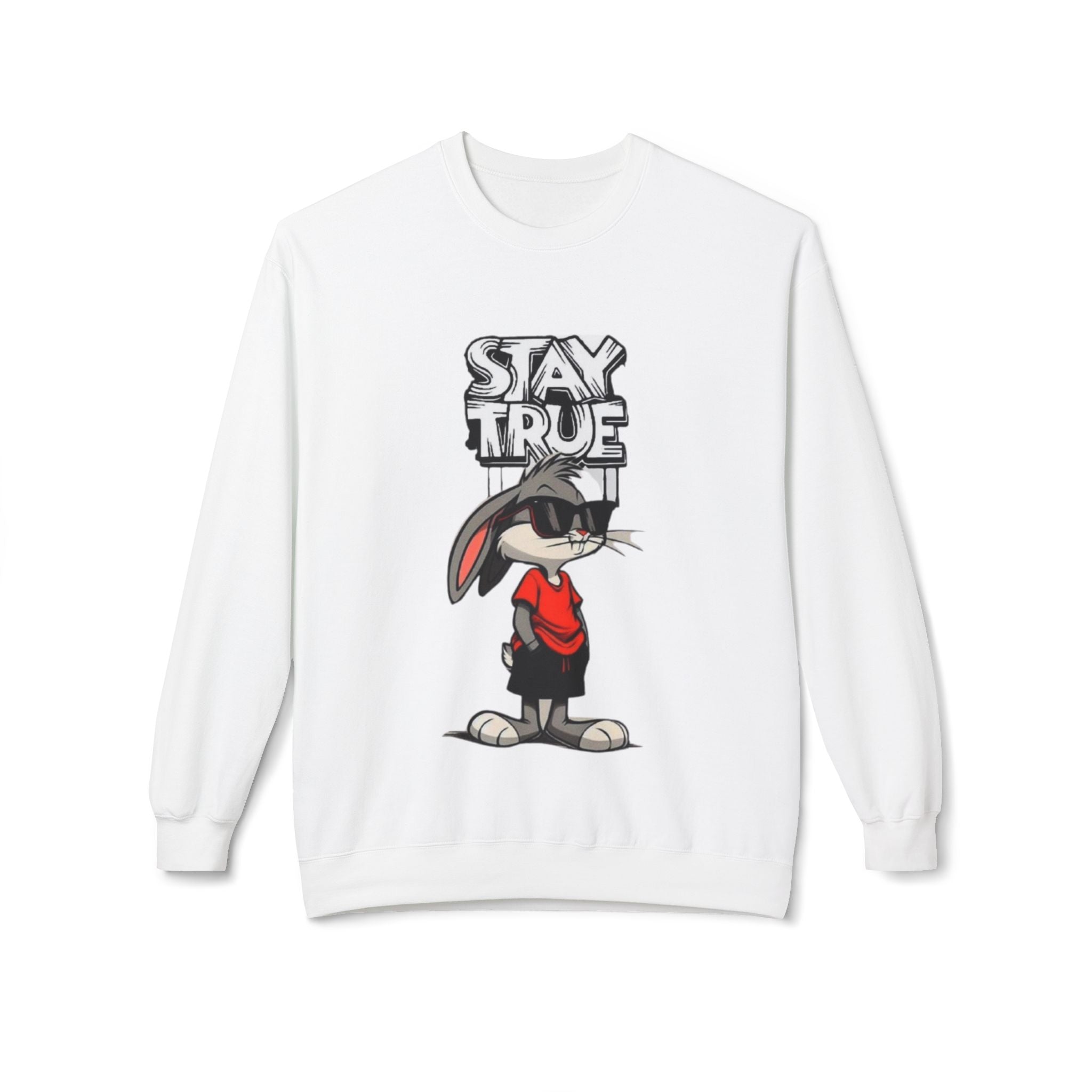Stay True Bunny Crewneck Sweatshirt - Streetwear Graphic Pullover