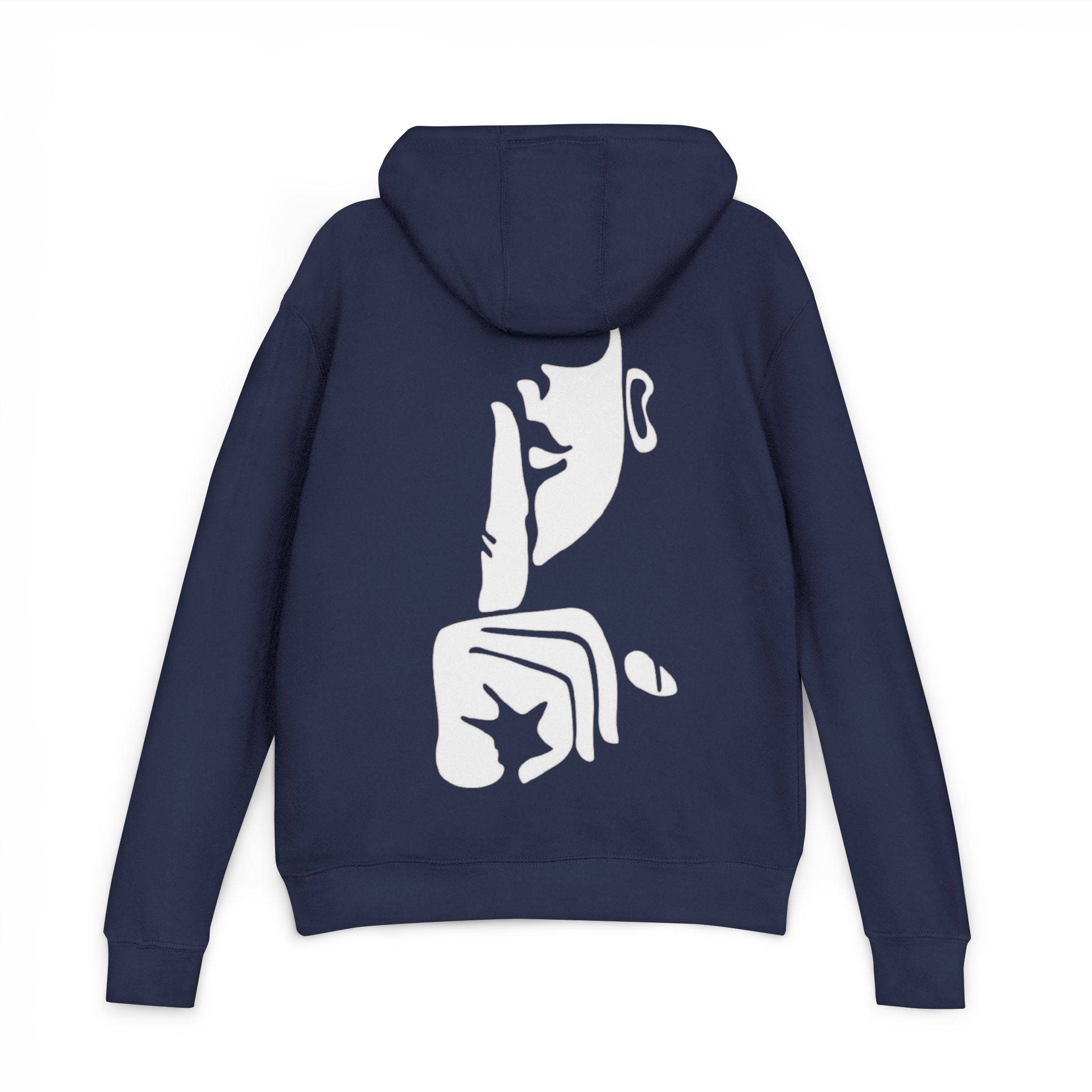 Hoodie - Minimalist 'Shh' Silence Graphic Back Print Hooded Sweatshirt