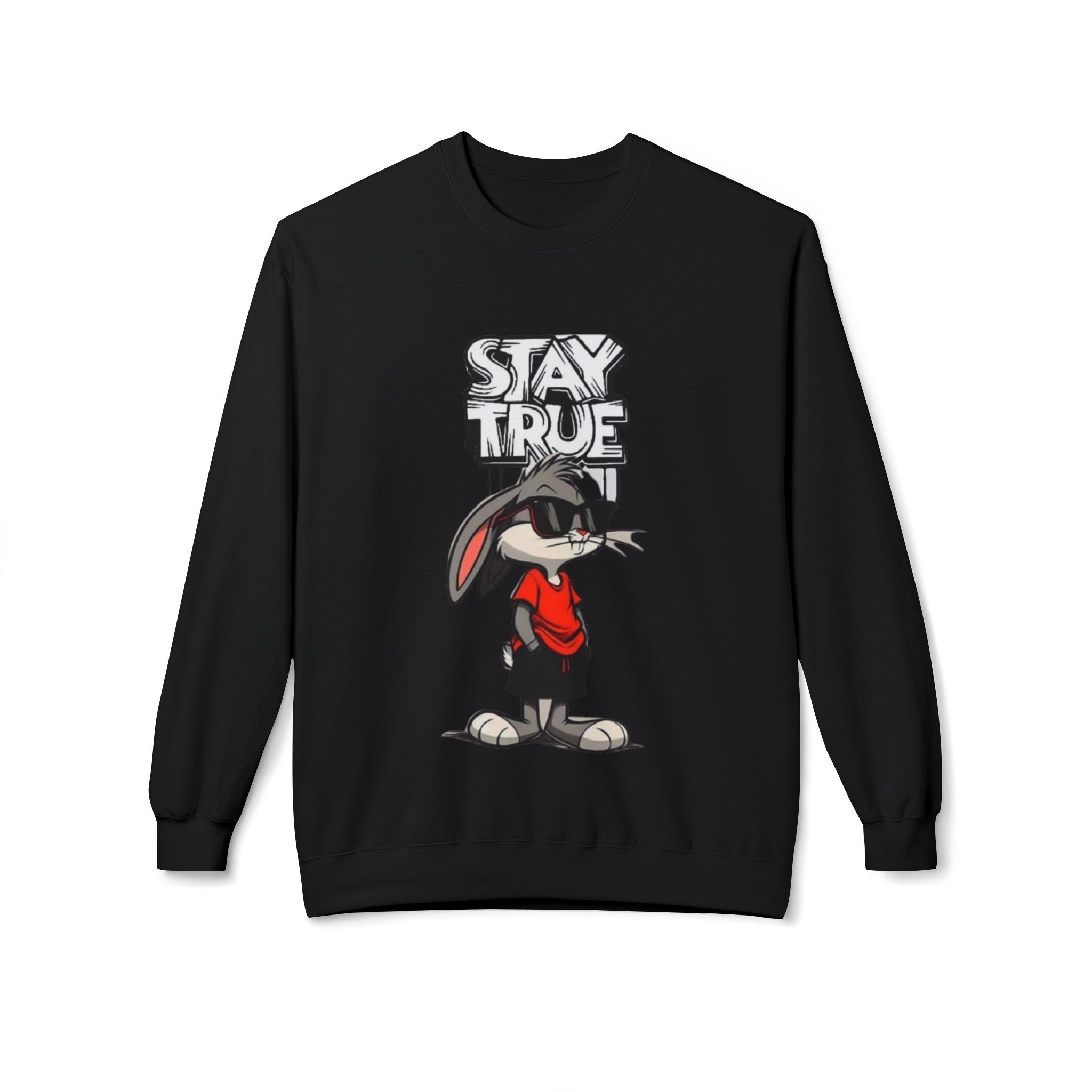 Stay True Bunny Crewneck Sweatshirt - Streetwear Graphic Pullover