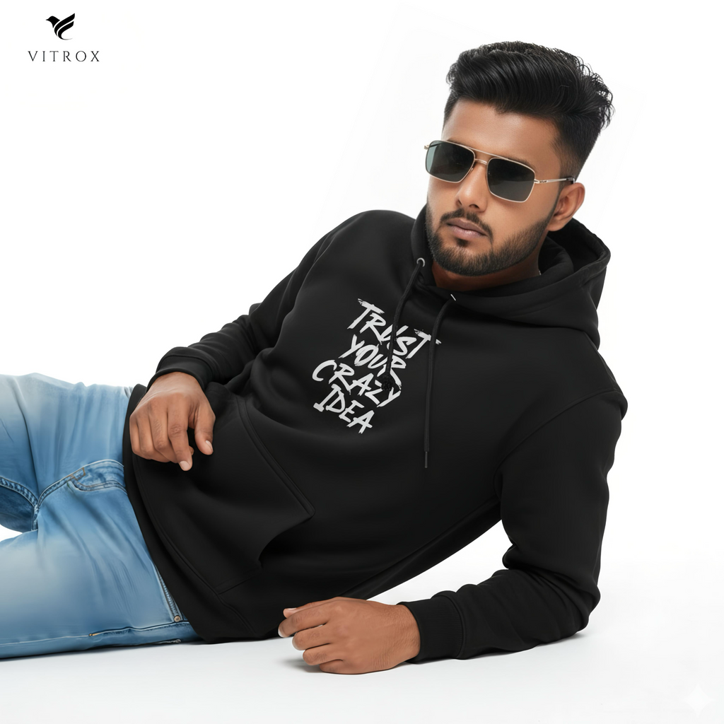 Unisex French Terry Hoodie with 'Trust Your Crazy Idea' Design - Motivational Gift for Creative Minds, Cozy Sweatshirt for Casual Wear