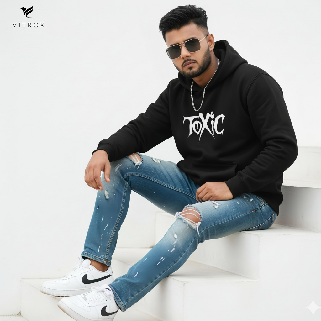 Toxic Vibe Unisex French Terry Hoodie | Casual Everyday Wear, Streetwear, Gift for Music Lovers, Halloween Costume, Grunge Fashion