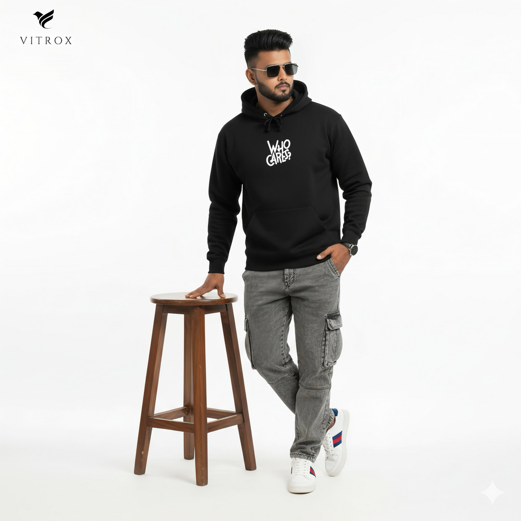 Casual Who Cares Hoodie for Everyday Wear, Comfy Unisex Sweatshirt, Perfect Gift for Friends, Cozy Fall Fashion, Streetwear Style