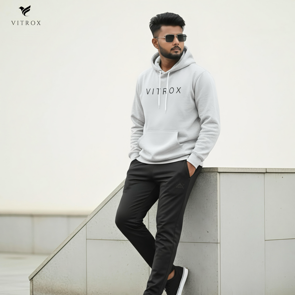 Minimalist VITROX Fleece Hoodie, Unisex Softstyle Sweatshirt, Cozy Fashion for All Seasons, Gift for Friends, Casual Wear