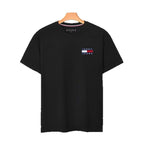 Men&#039;s Short-Sleeve Pure Cotton Round Neck Slim Fit Solid Color Base Shirt With Large Logo Embroidery T-Shirt