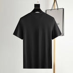 Men&#039;s Short-Sleeve Pure Cotton Round Neck Slim Fit Solid Color Base Shirt With Large Logo Embroidery T-Shirt