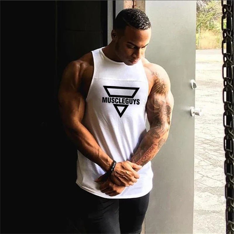 Brand Fashion Workout Gym Muscle Sleeveless Shirt Tank Top Men Casual O-neck Clothing Bodybuilding Sport Fitness Singlets Vest